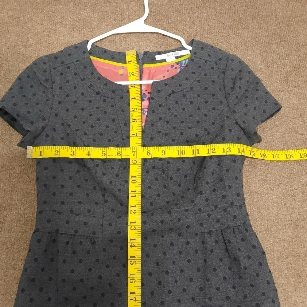 Boden Women's Wool Blend Classic Polka Dot Split Neck Cap Sleeve Midi Dress 2P